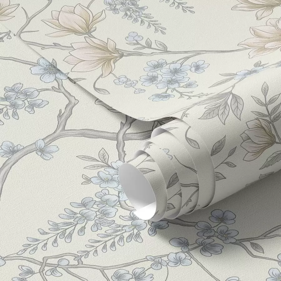 Papier peint Motif floral délicat composé de branches et de fleurs a01159