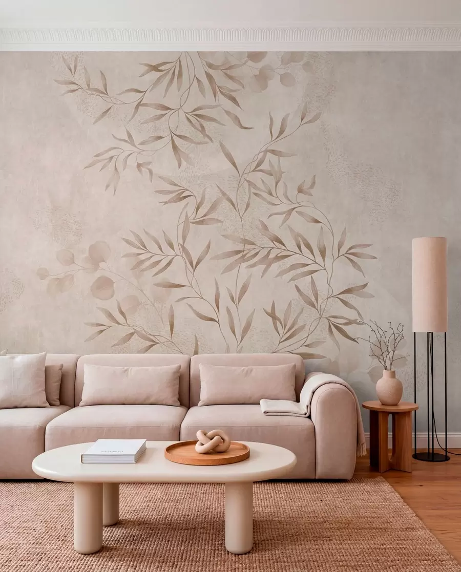 Papier peint Motif botanique dans des tons beiges et marron w05424v2