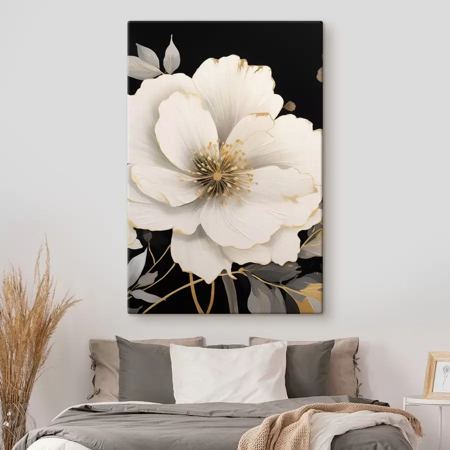 Tableau Des fleurs blanches sur fond sombre s48633