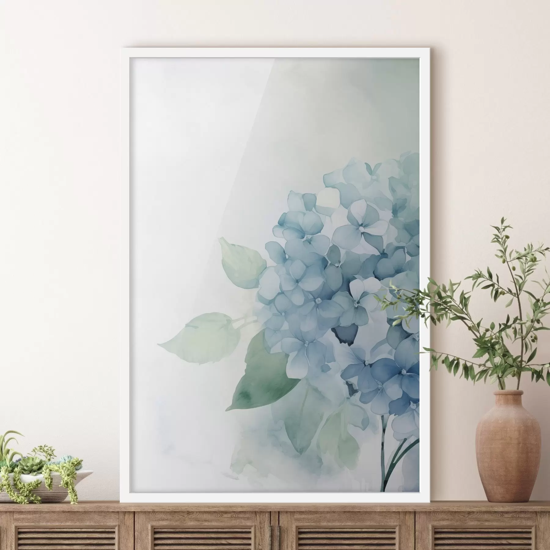Papier peint Fleurs d'hortensia aux tons pastel f48636