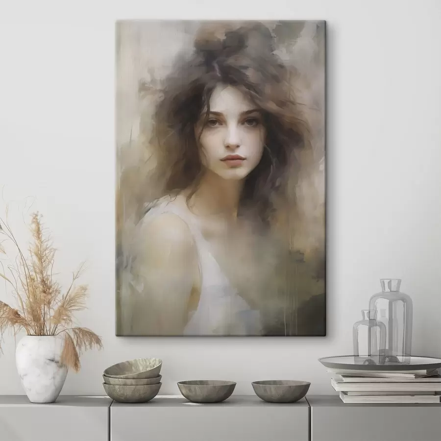 Tableau Peinture imitant une jeune fille s48683