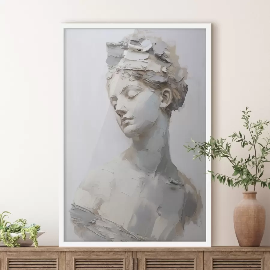 Papier peint Buste antique représentant une femme, imitation d'un tableau f48670