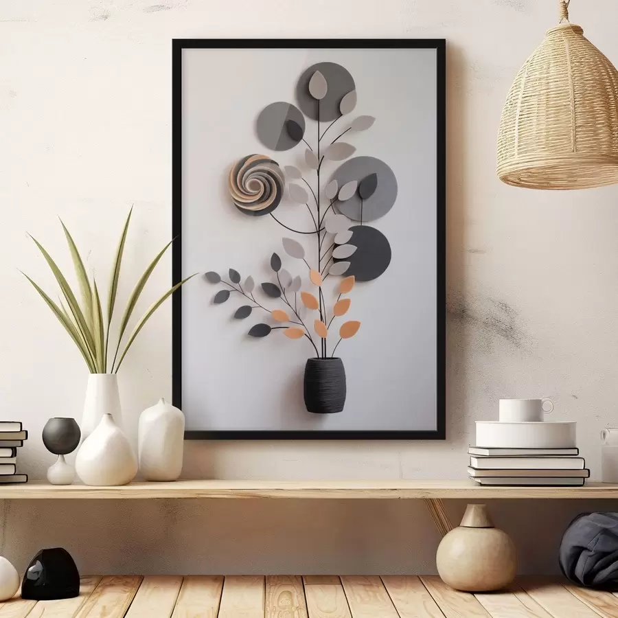 Papier peint Plante ornementale aux formes circulaires et spiralées f48599