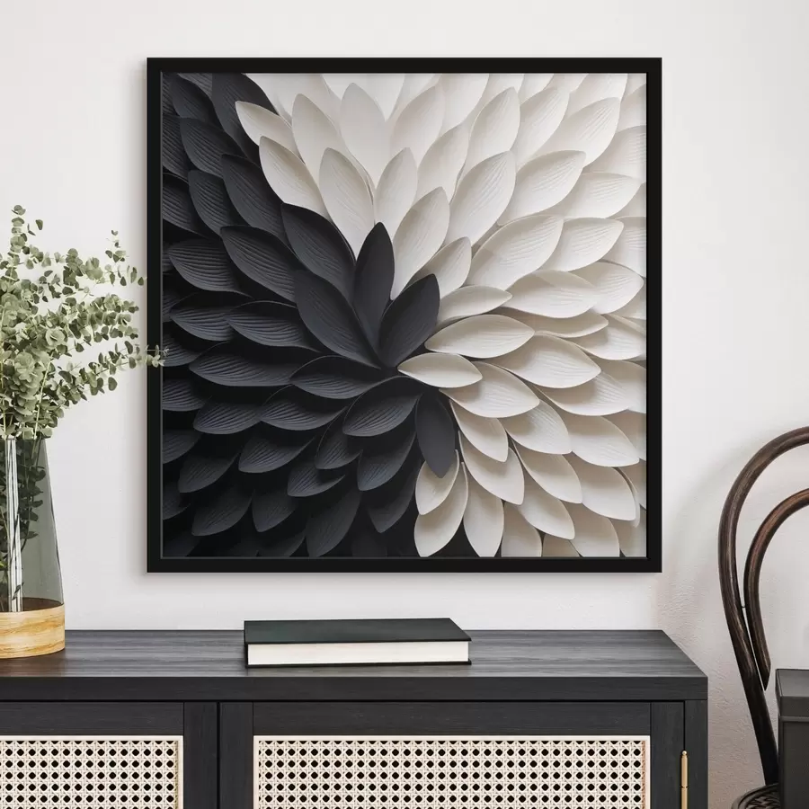 Papier peint Pétales clairs et foncés contrastant les uns avec les autres, formant une fleur f48604