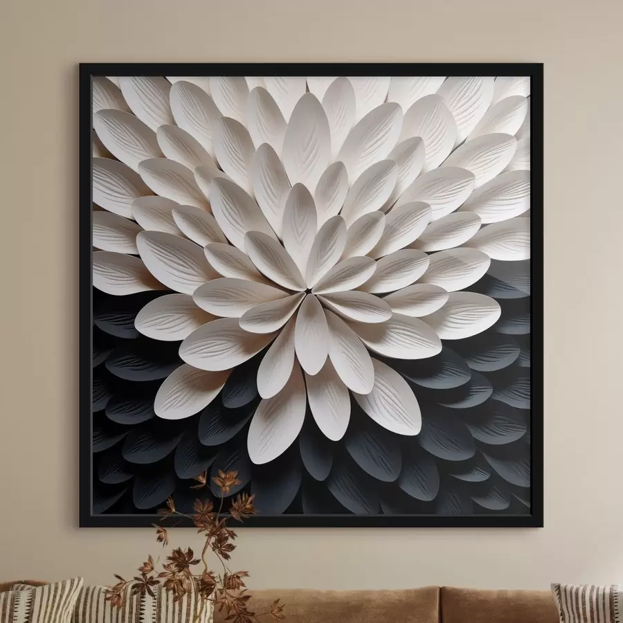 Papier peint Fleur abstraite composée de nombreux pétales superposés et légers f48605