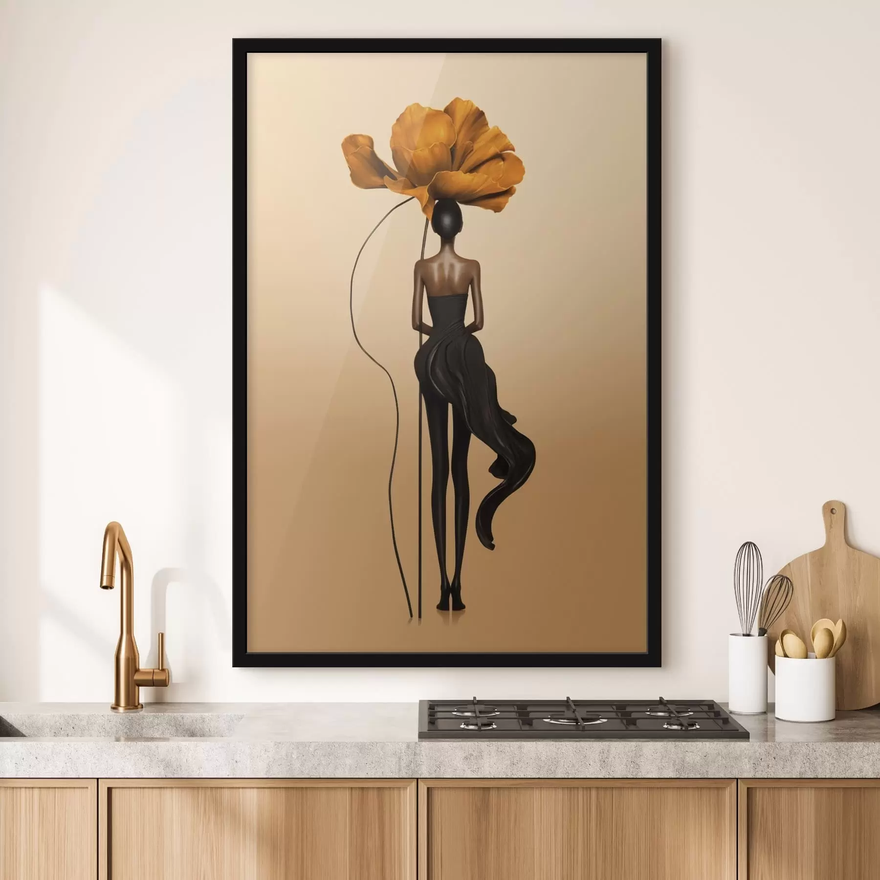 Papier peint Figurine stylisée dont la tête est une grande fleur f48618