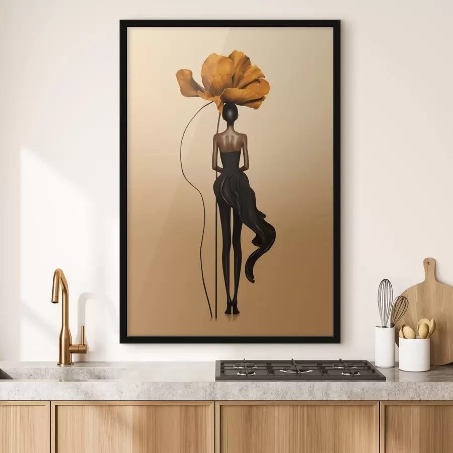 Papier peint Figurine stylisée dont la tête est une grande fleur f48618