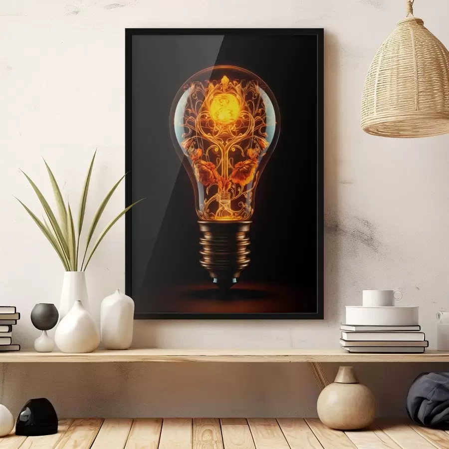 Papier peint Ampoule lumineuse avec des motifs décoratifs à l'intérieur f48620