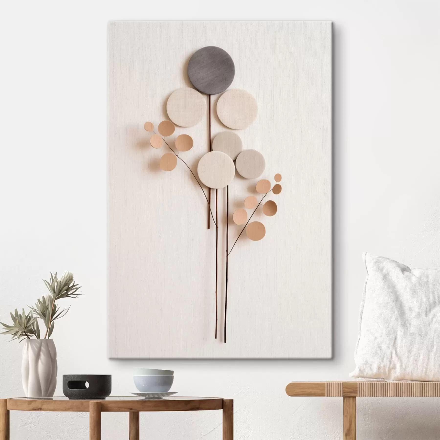 Tableau Des formes rondes épurées sur des tiges fines s48597