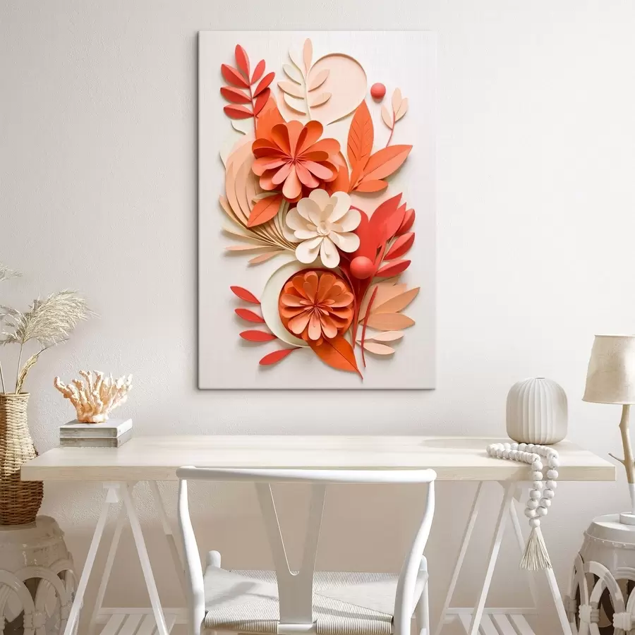 Tableau Composition florale lumineuse aux tons chauds s48600