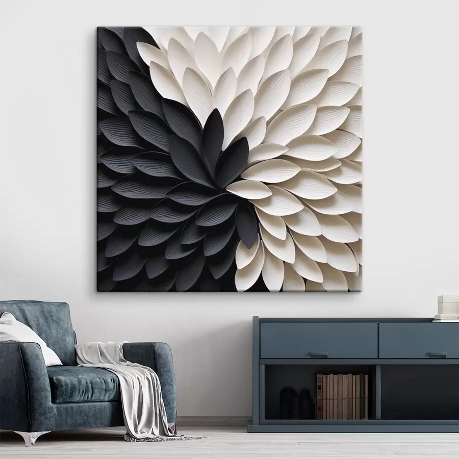 Tableau Pétales clairs et foncés contrastant les uns avec les autres, formant une fleur s48604