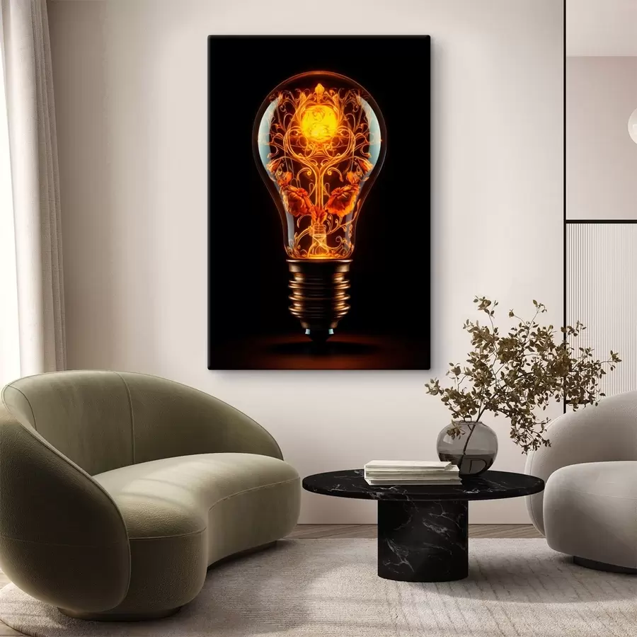 Tableau Ampoule lumineuse avec des motifs décoratifs à l'intérieur s48620