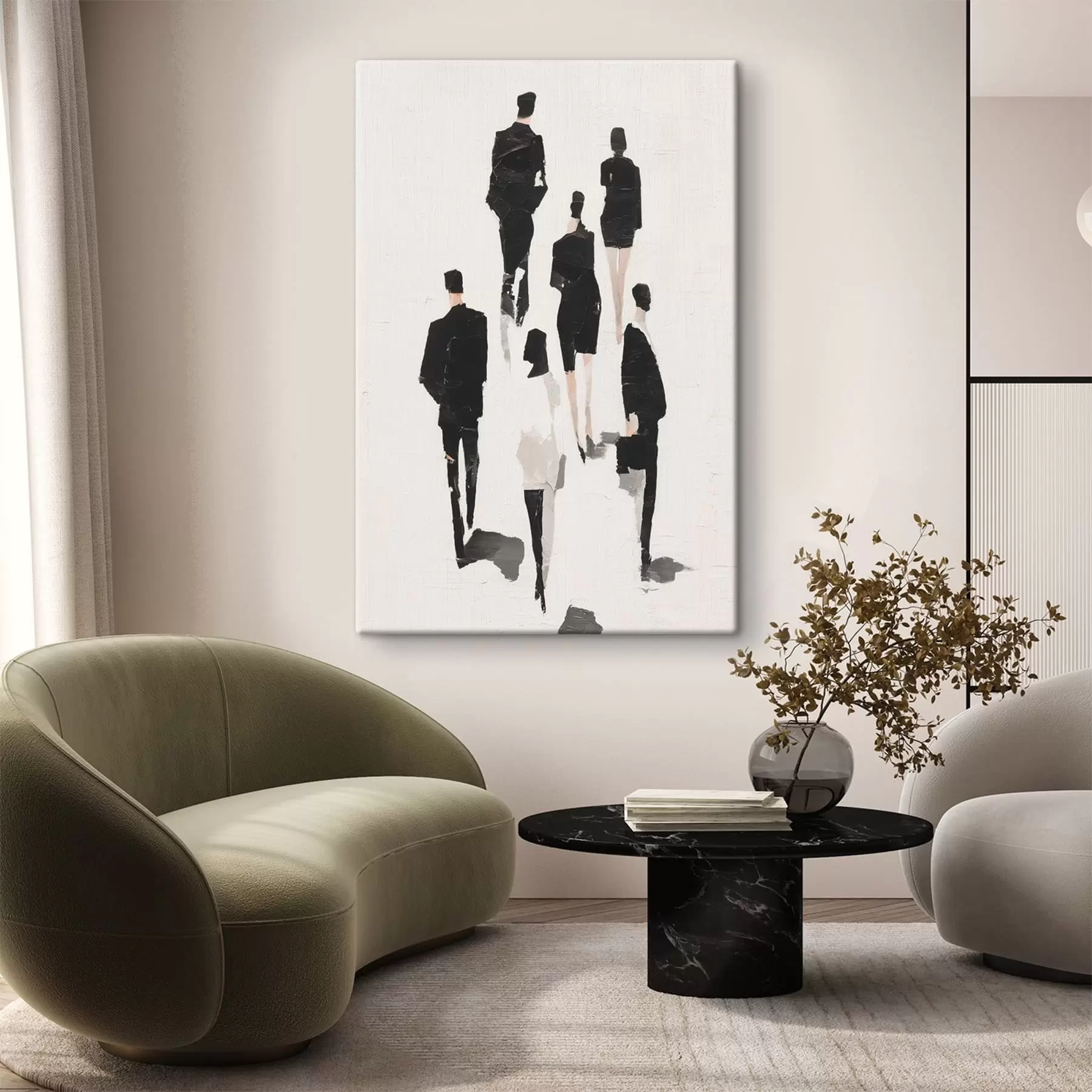 Tableau Une abstraction représentant des silhouettes humaines s48667