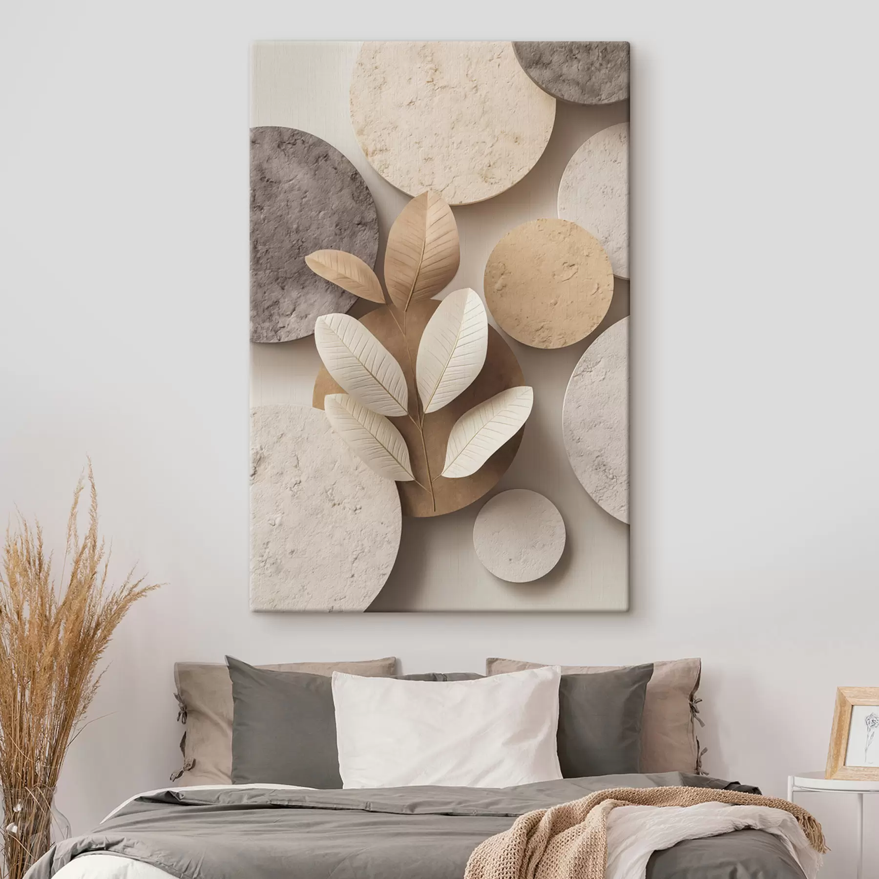 Tableau Une composition avec des feuilles et des cercles s48691
