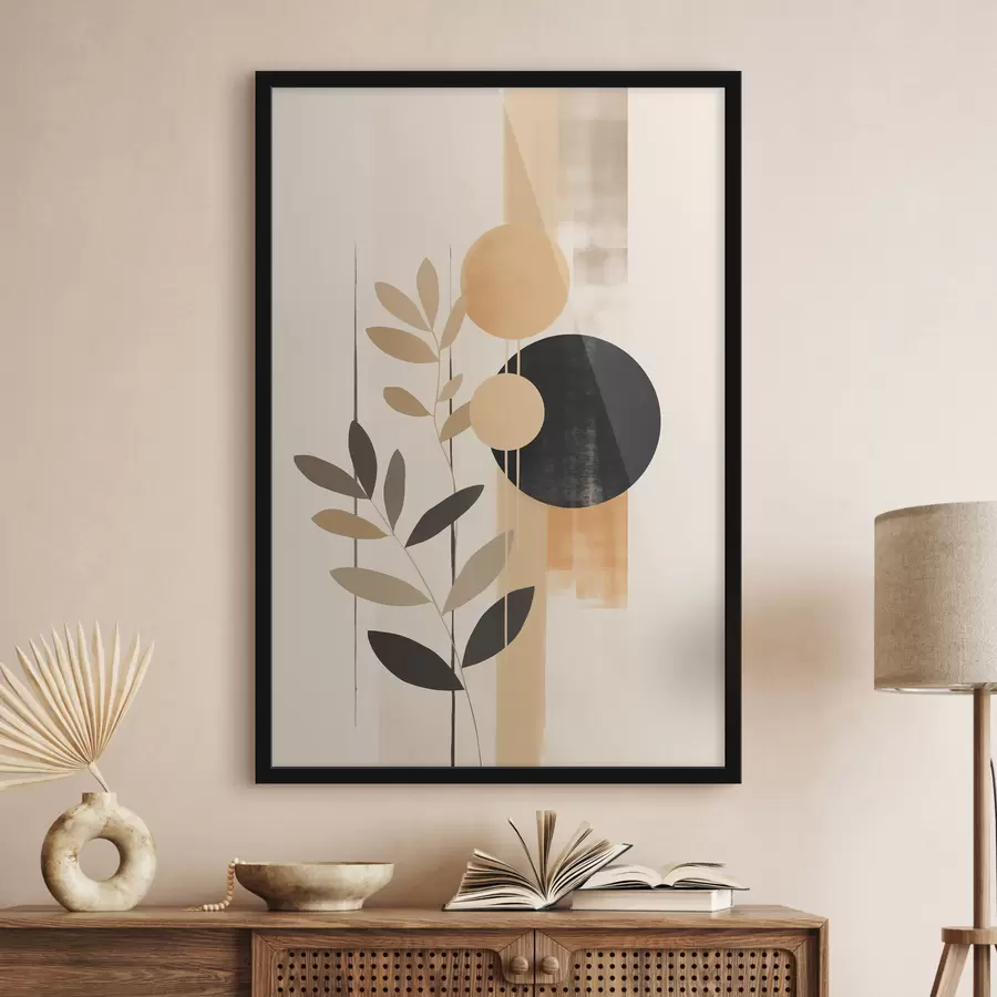 Papier peint Une composition abstraite avec des feuilles et des cercles f48613