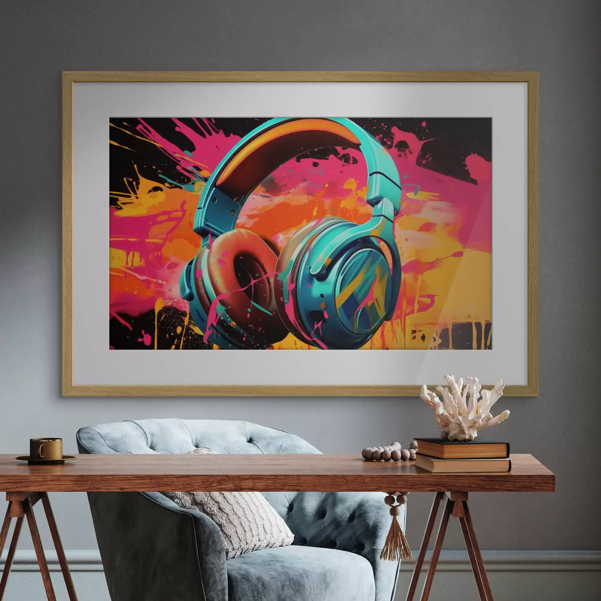 Poster Casque aux couleurs vives f48720