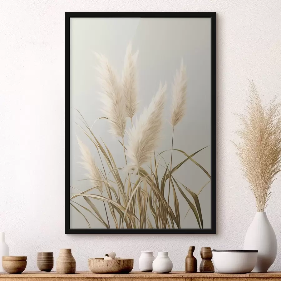 Papier peint Plusieurs grands herbes de la pampa aux feuilles longues et fines f48723