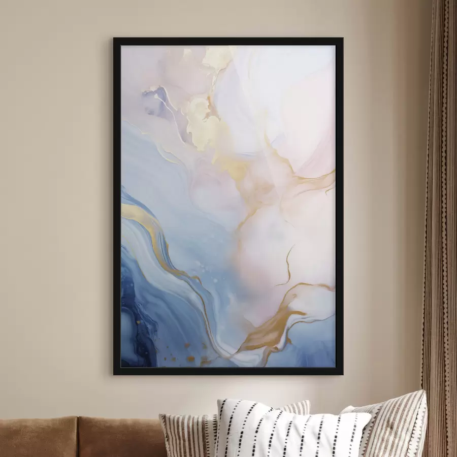 Papier peint Œuvre d'art fluide abstraite aux textures variées, avec des motifs tourbillonnants dans des tons roses et bleus f48730