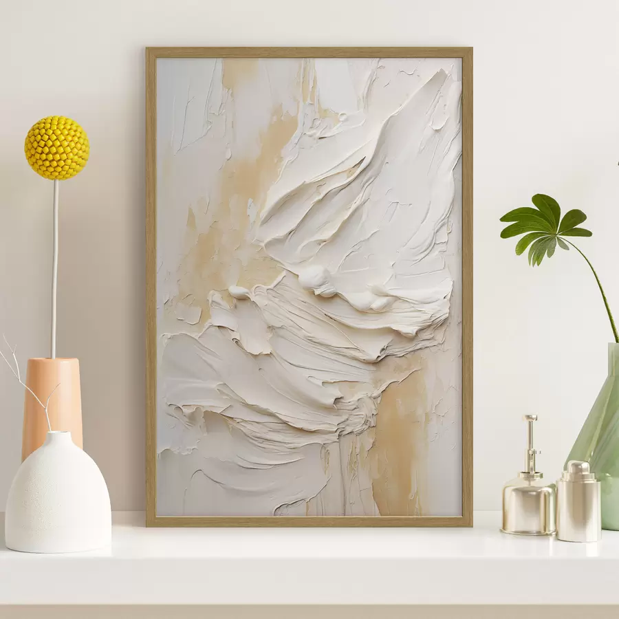 Papier peint Peinture texturée dans des tons crème et beige, de style abstrait, art minimaliste f48738