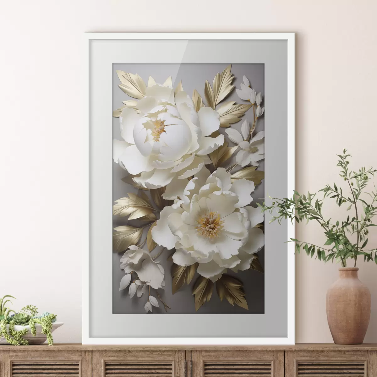 Poster Pivoines et lueur f48753
