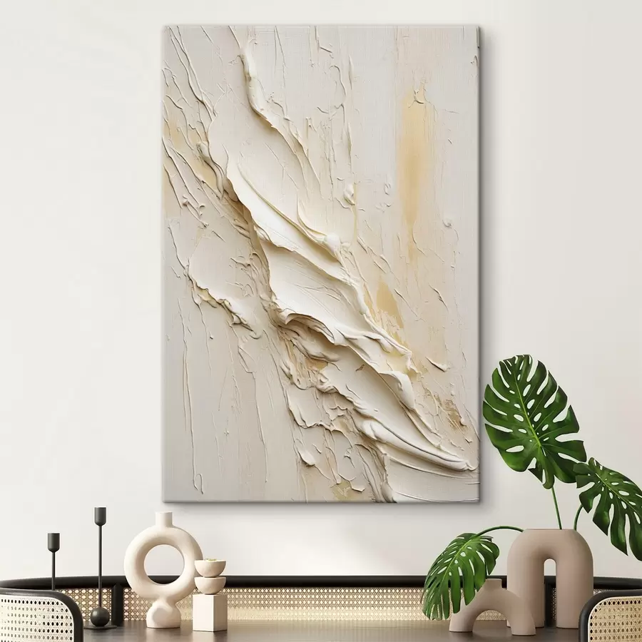 Tableau Peinture texturée dans des tons crème et beige, de style abstrait, art minimaliste s48737