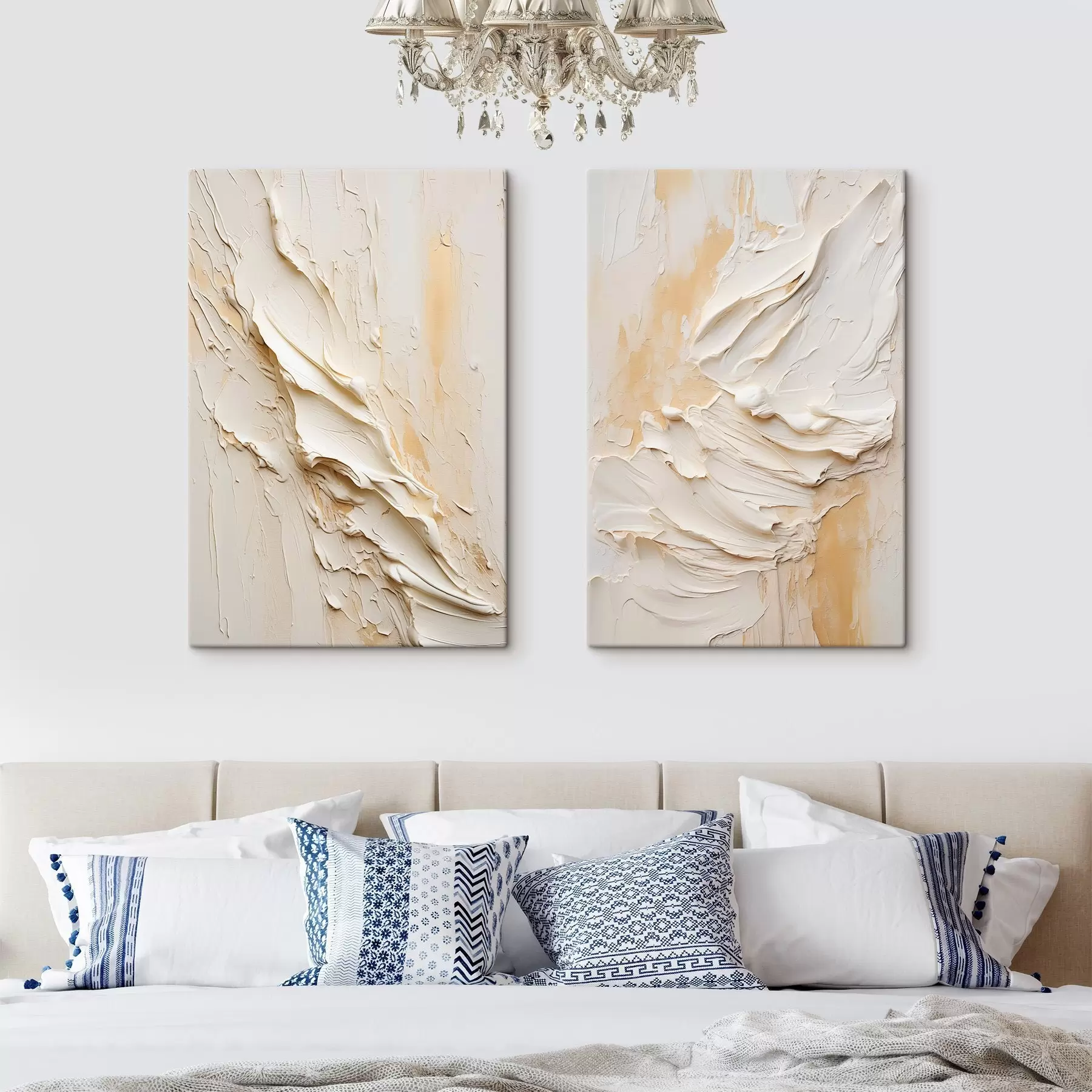 Tableau Peinture texturée dans des tons crème et beige, de style abstrait, art minimaliste m30319