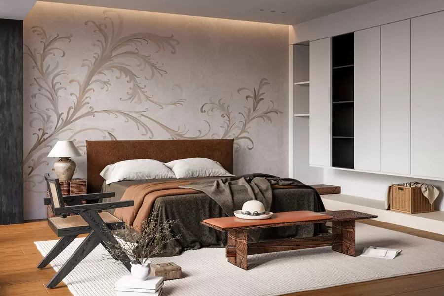 Papier peint Des décorations vintage sur un mur au style grunge w05490