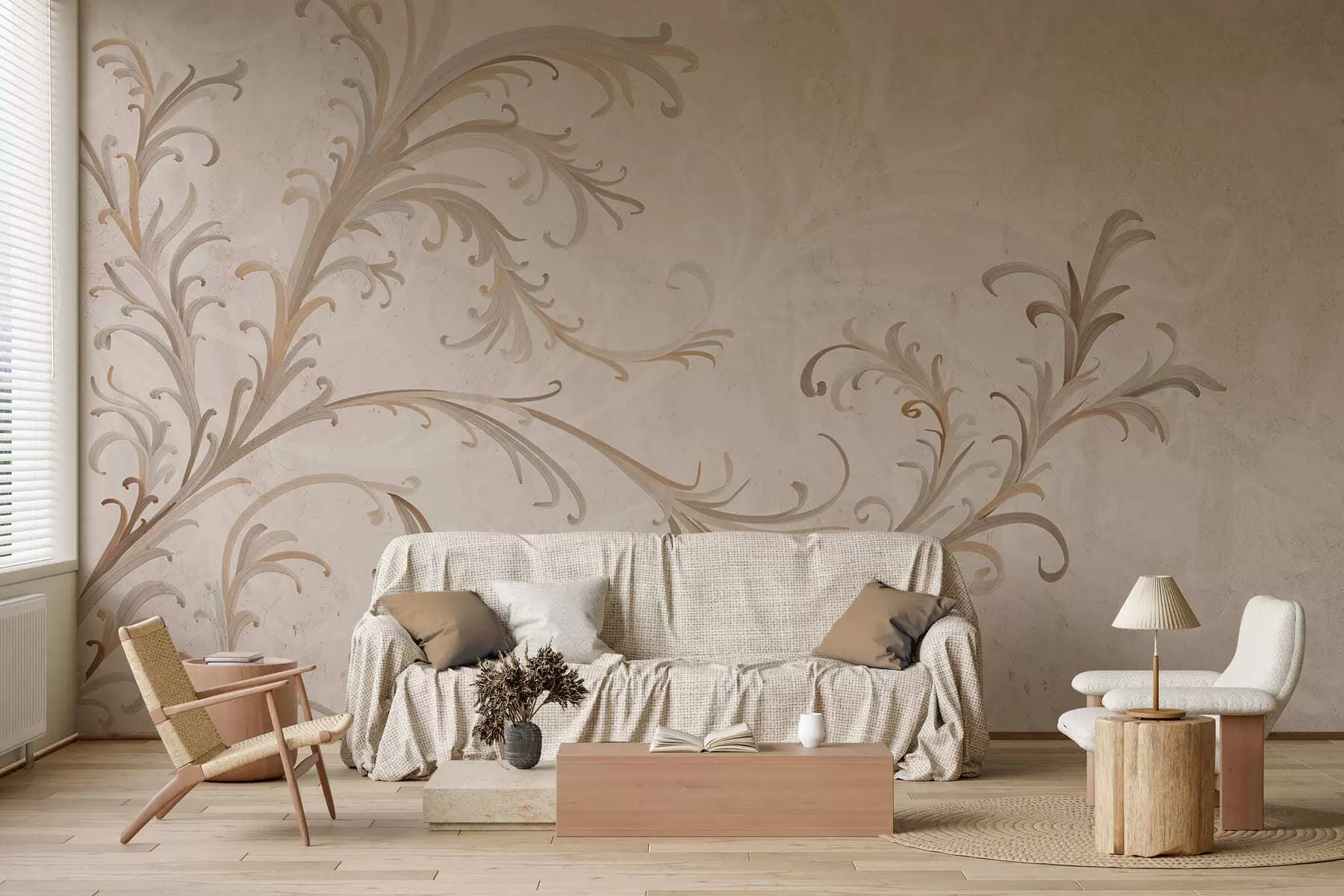 Papier peint Des décorations vintage sur un mur au style grunge w05490