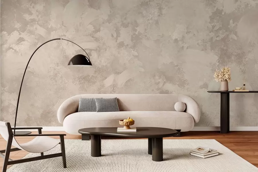 Papier peint Texture abstraite minimaliste au pinceau dans des tons beiges w05160