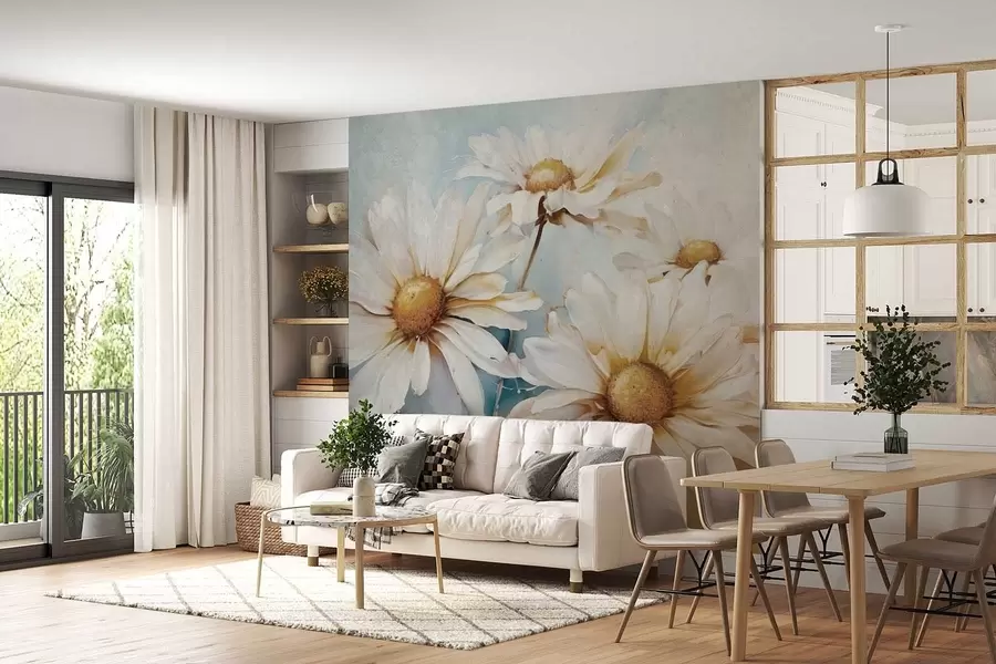 Papier peint Légèreté florale, marguerites w09776
