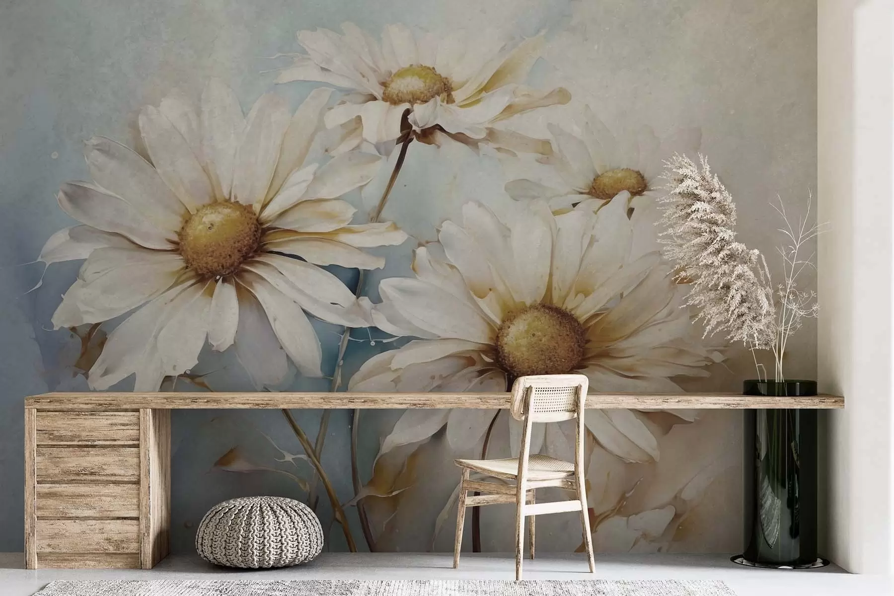 Papier peint Légèreté florale, marguerites w09776