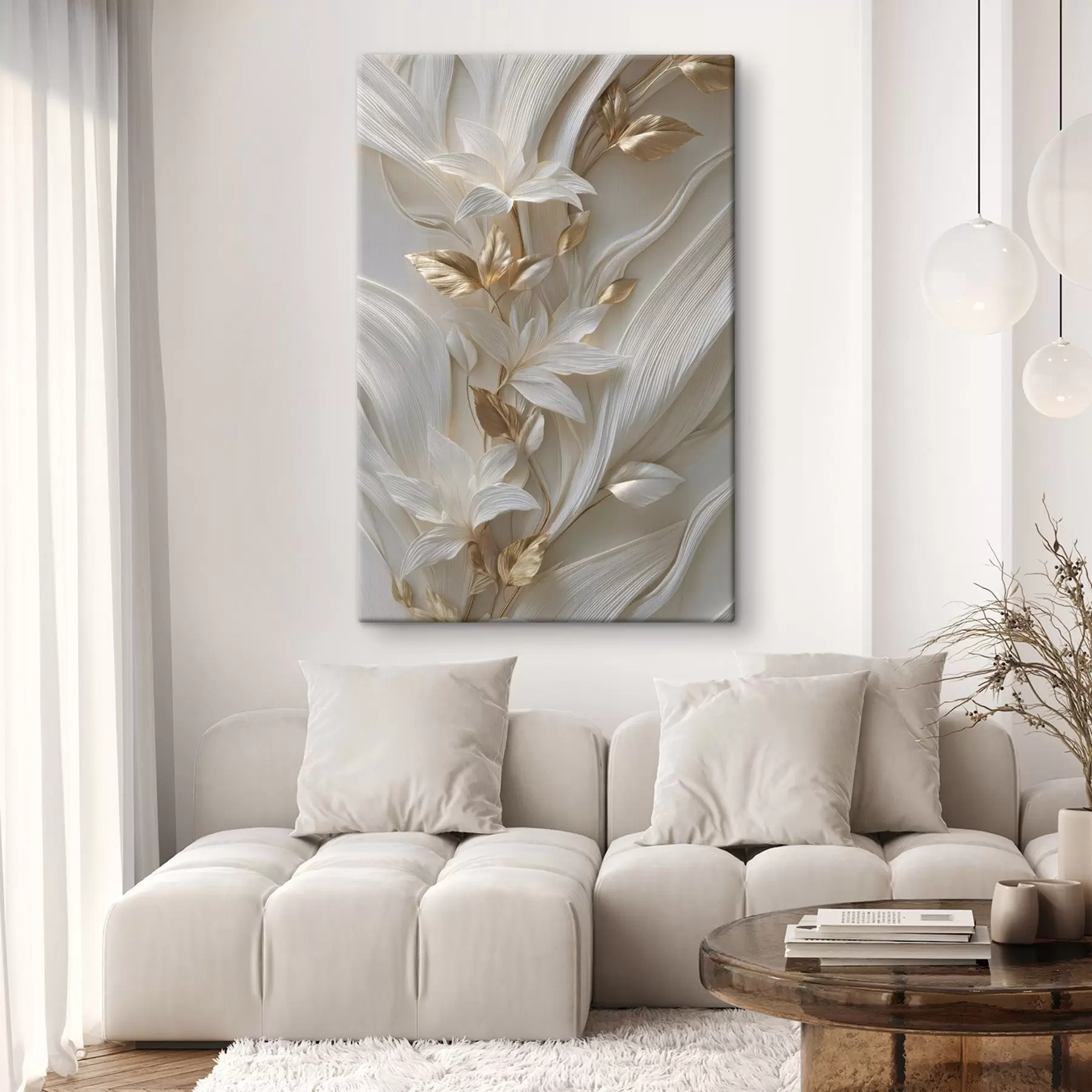 Tableau une imitation raffinée de feuilles, de textures et de fleurs en relief s48788