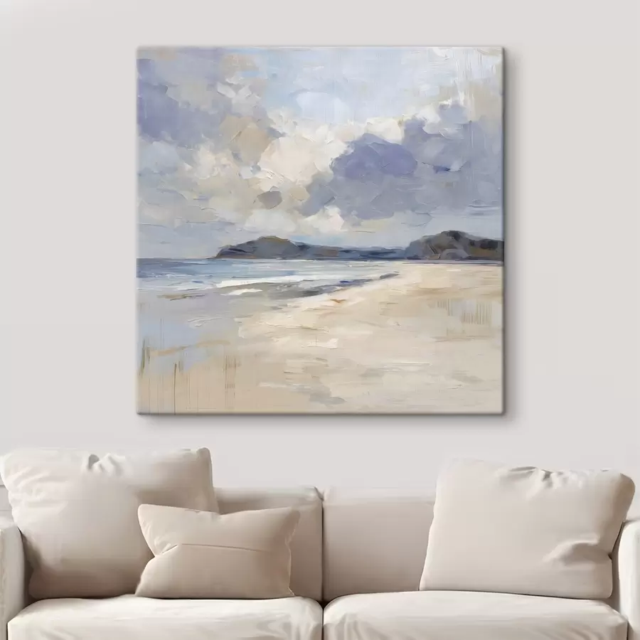 Tableau une plage pittoresque et des montagnes s48791