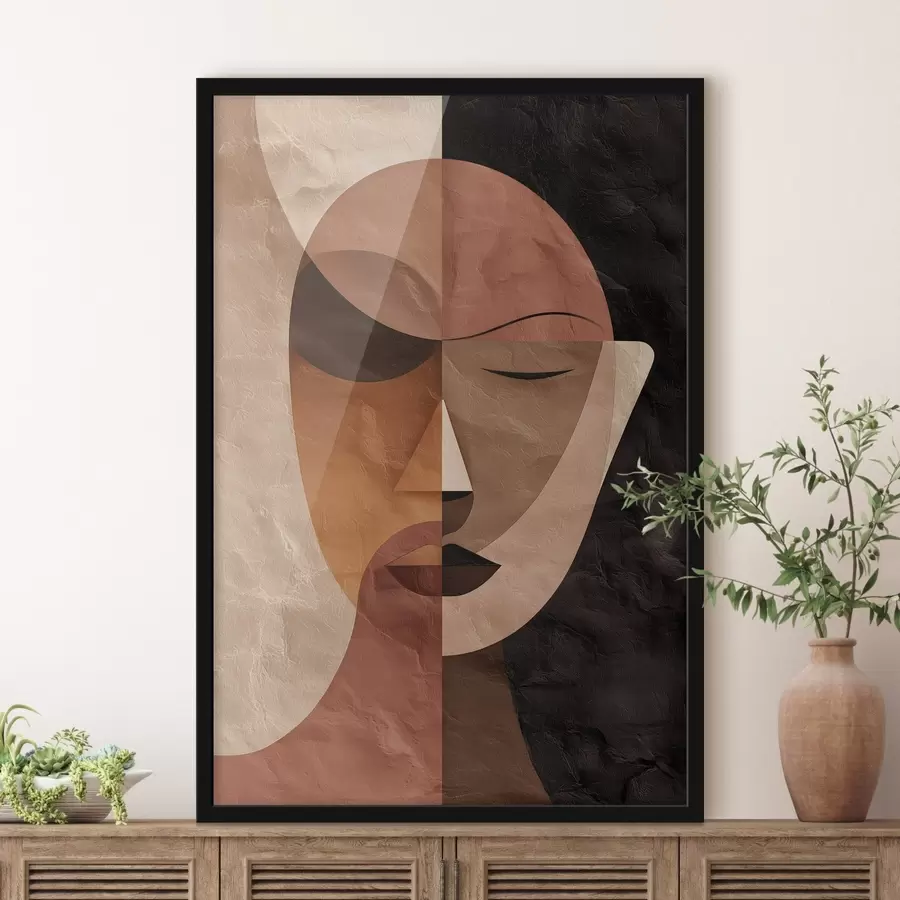 Papier peint un visage abstrait aux nuances de café f48777