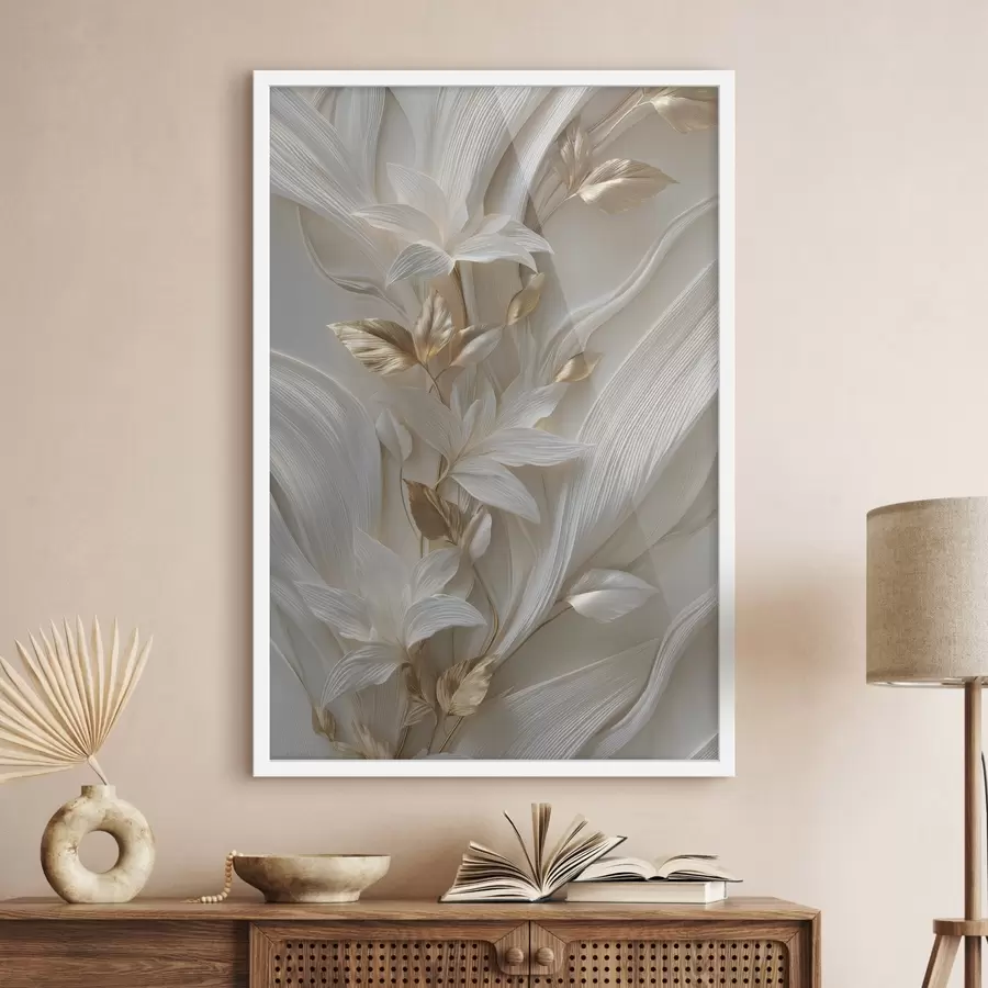 Papier peint une imitation raffinée de feuilles, de textures et de fleurs en relief f48788
