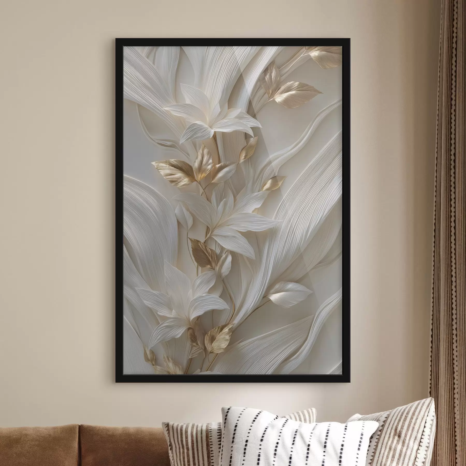 Papier peint une imitation raffinée de feuilles, de textures et de fleurs en relief f48788