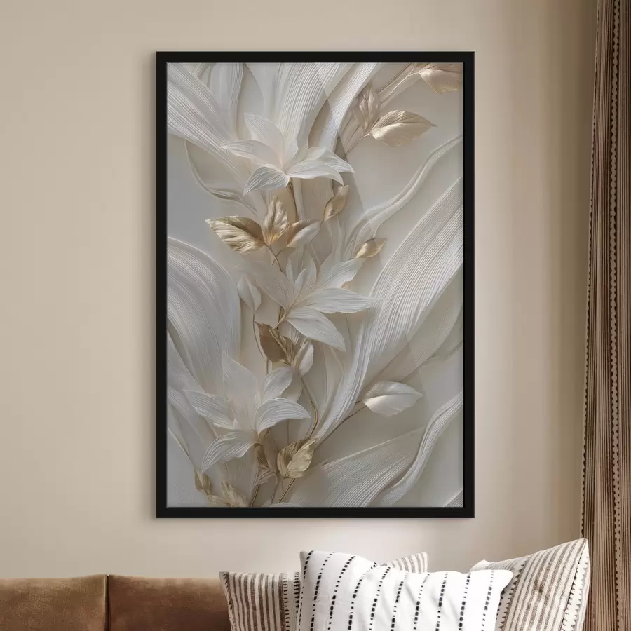 Papier peint une imitation raffinée de feuilles, de textures et de fleurs en relief f48788