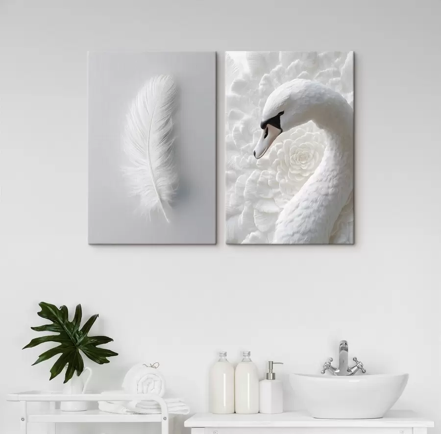 Tableau une plume et un cygne m30331