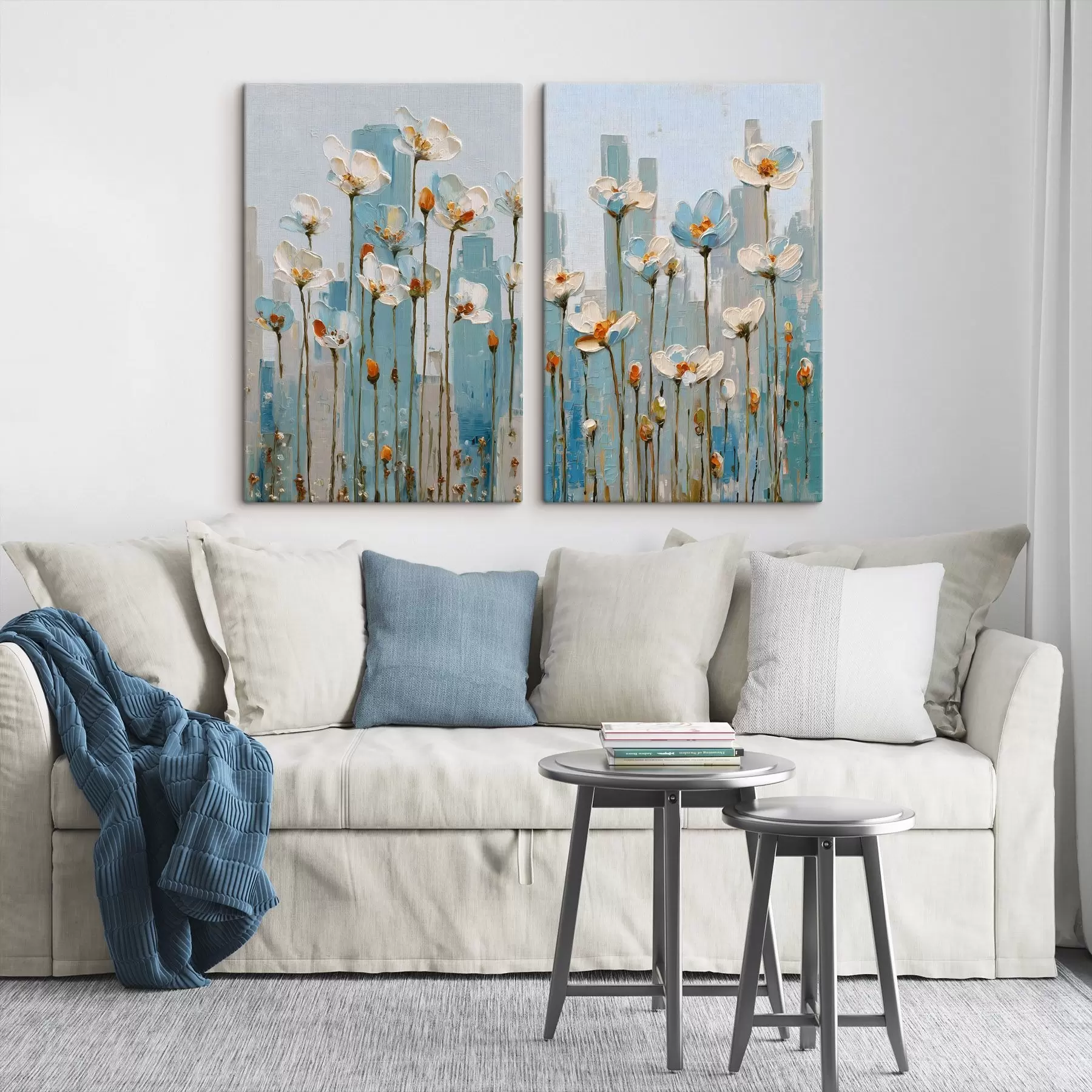 Tableau des fleurs sur fond urbain, dans le style de la peinture à l'huile m30333