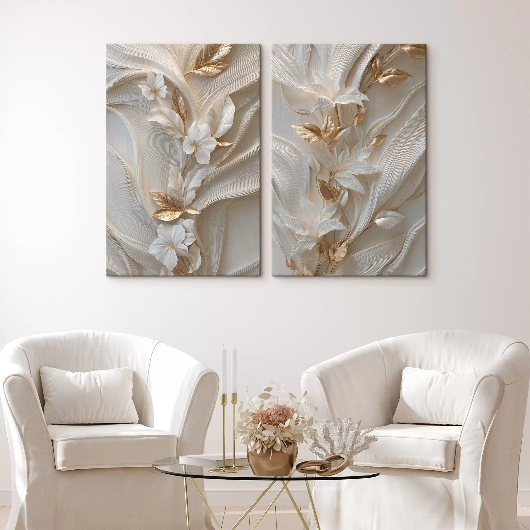 Tableau une imitation raffinée de feuilles, de textures et de fleurs en relief m30334