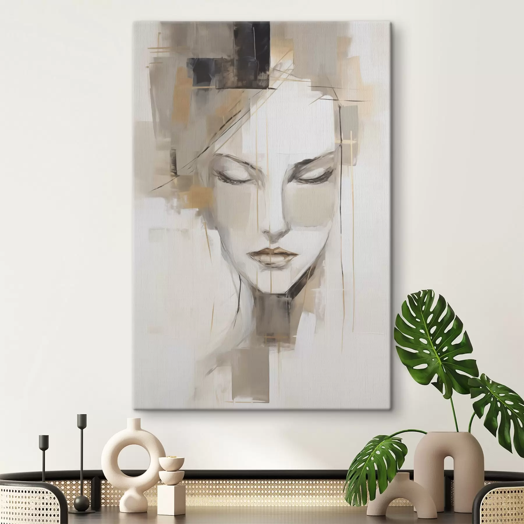 Tableau Portrait féminin abstrait s48761