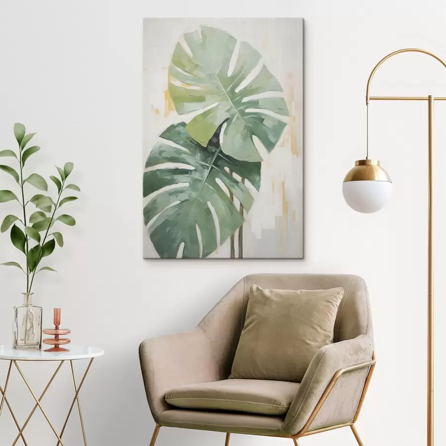 Tableau Peinture imitation feuilles tropicales s48763