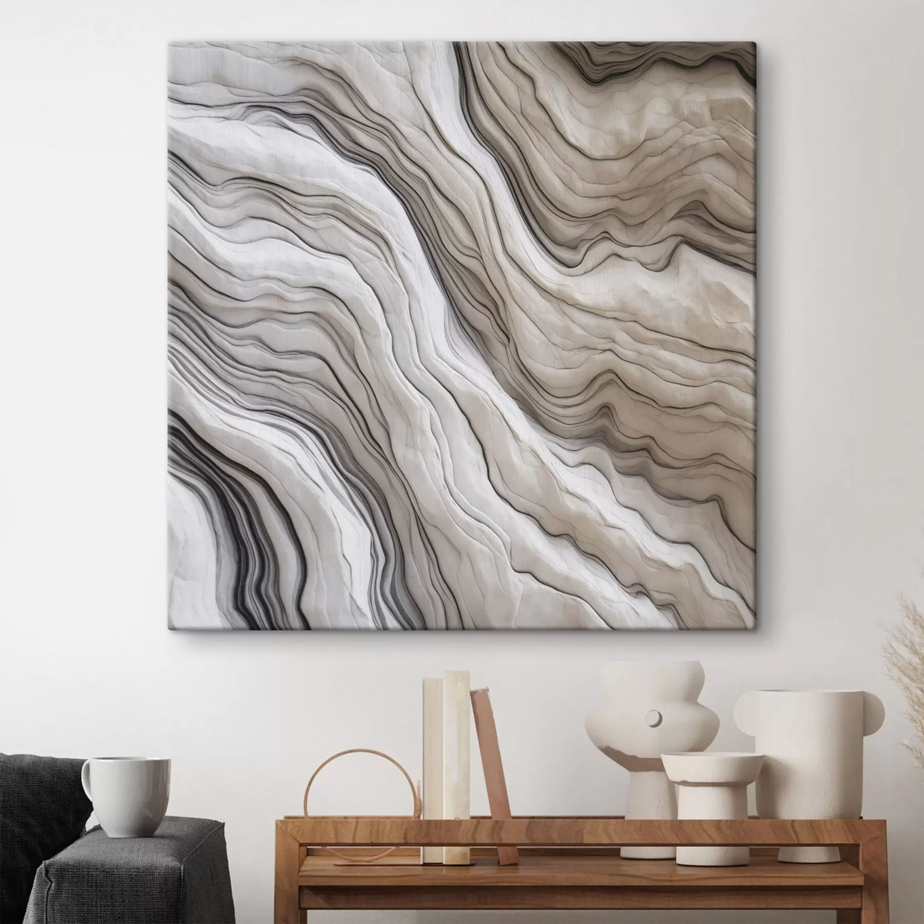 Tableau Abstrait aux lignes fluides s48770