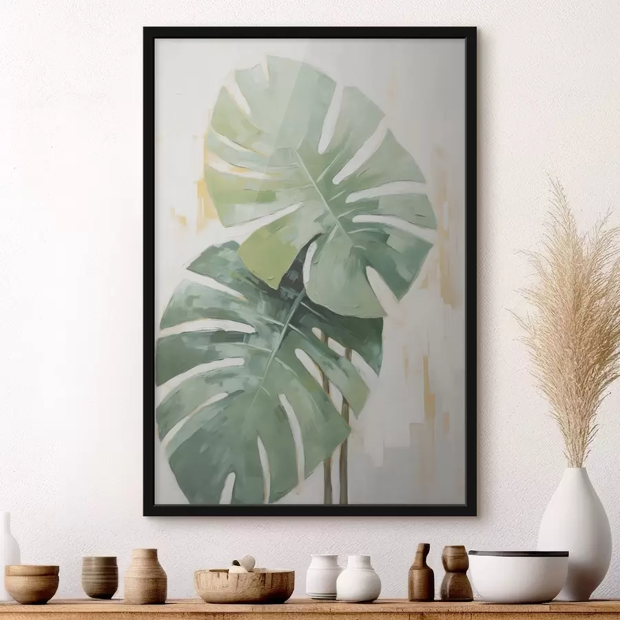 Papier peint Peinture imitation feuilles tropicales f48763