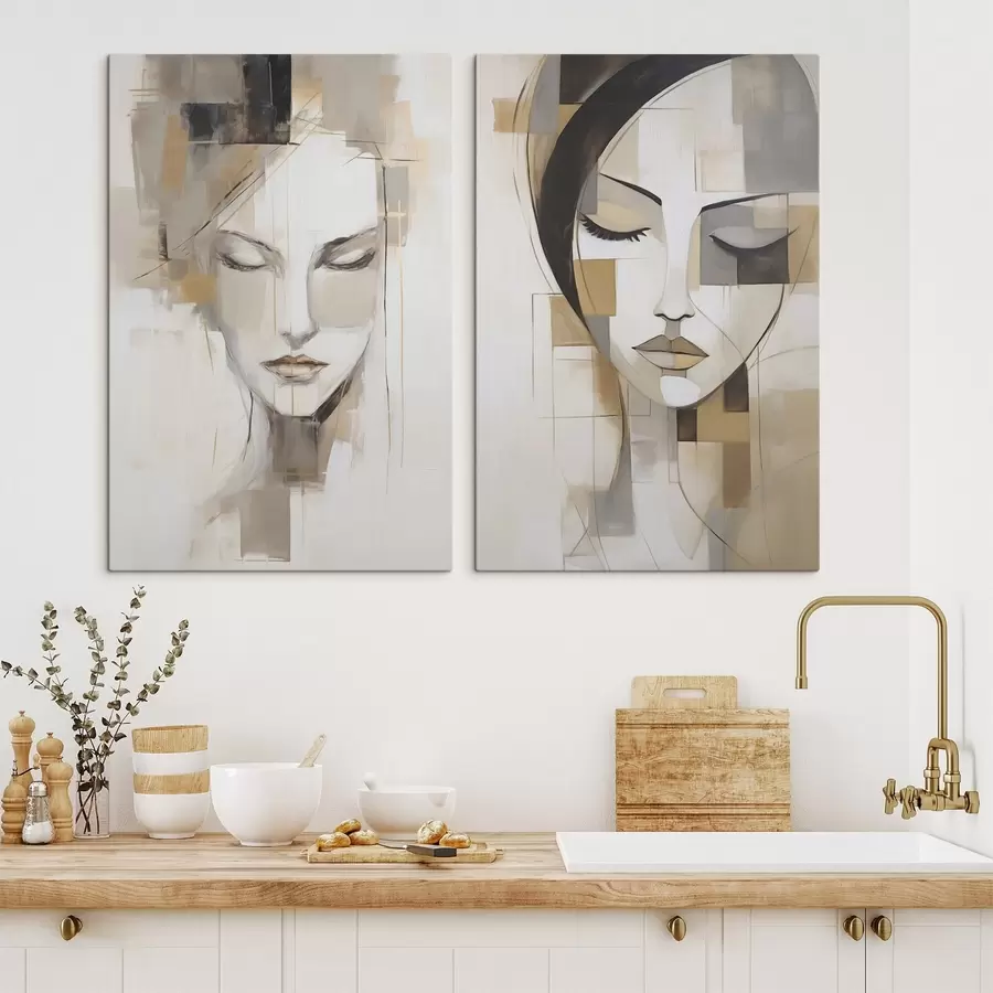 Tableau Portrait féminin abstrait m30337