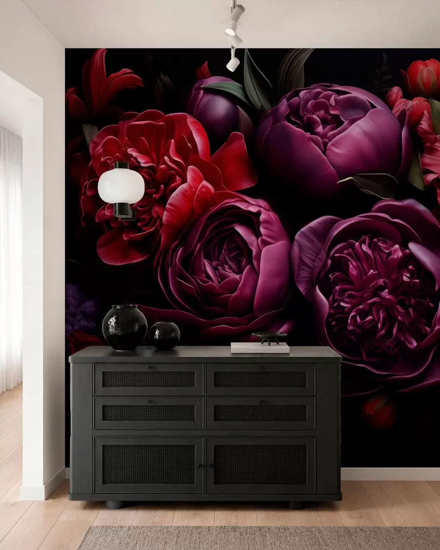 Papier peint Nocturne de pivoines w05513