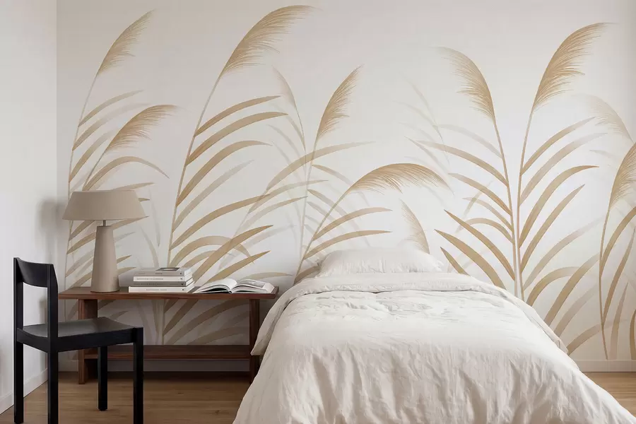 Papier peint Des herbes au style minimaliste dans des tons beige clair w05432v1