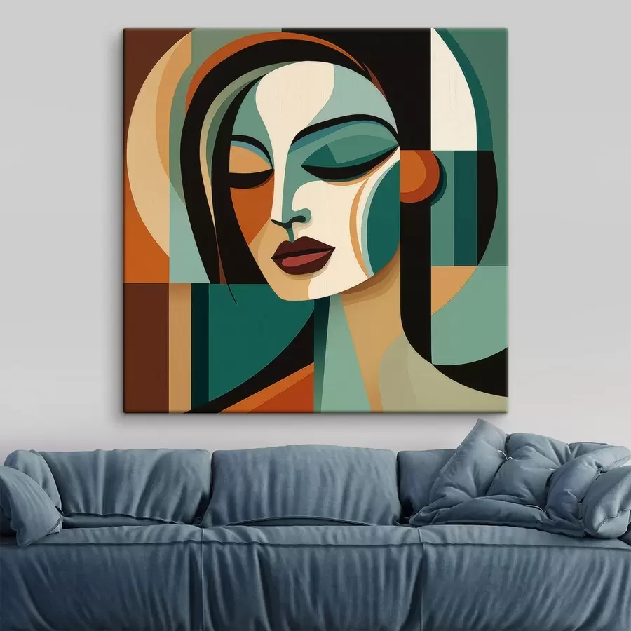 Tableau Portrait de femme de style géométrique s48952
