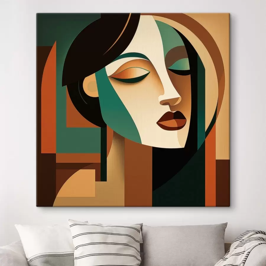 Tableau Portrait de femme de style géométrique s48953