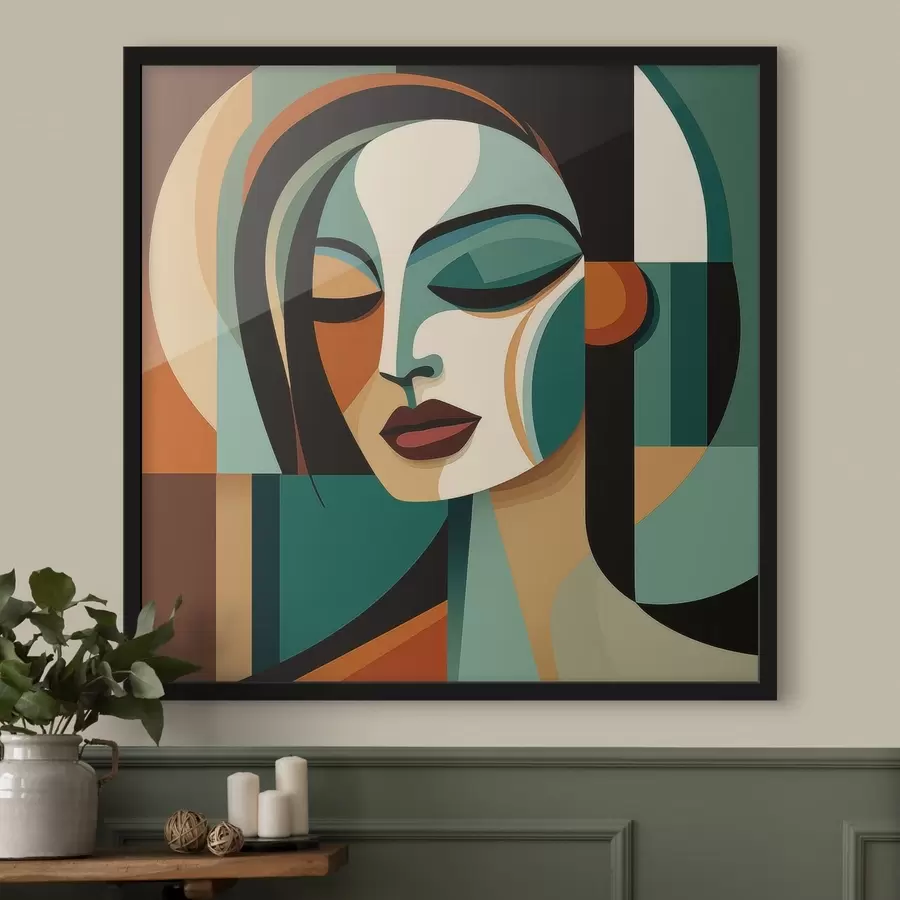 Papier peint Portrait de femme de style géométrique f48952